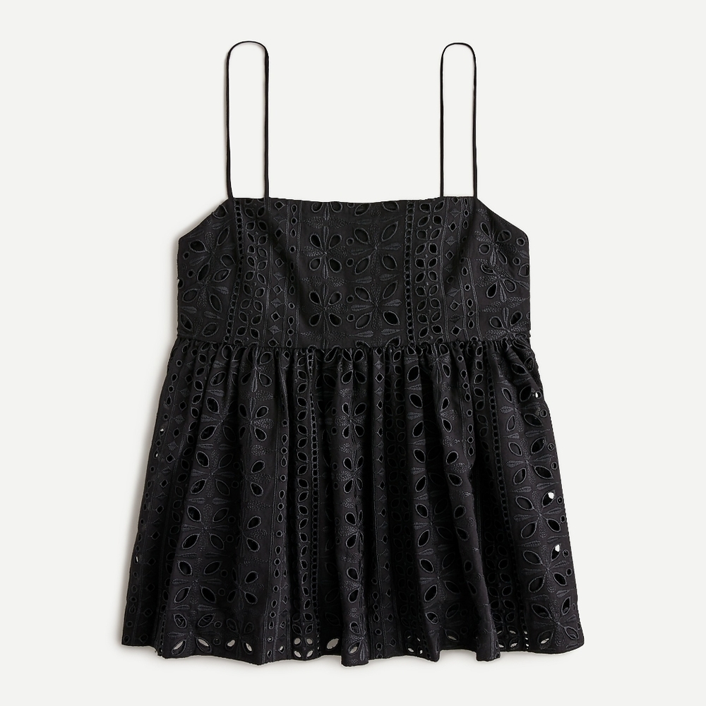New! J. Crew sz XXL XX-Large Eyelet Camisole Embroidered Lace Top Black NWT